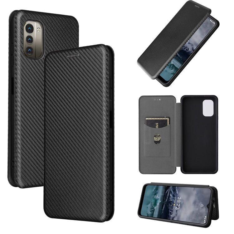 Custodia per telefono in pelle magnetica con trama in fibra di carbonio, For OPPO Find X5 Lite, For OPPO Realme 9 Pro, For Xiaomi Redmi Note 11 4G / Note 11S 4G, For Nokia G11 / G21