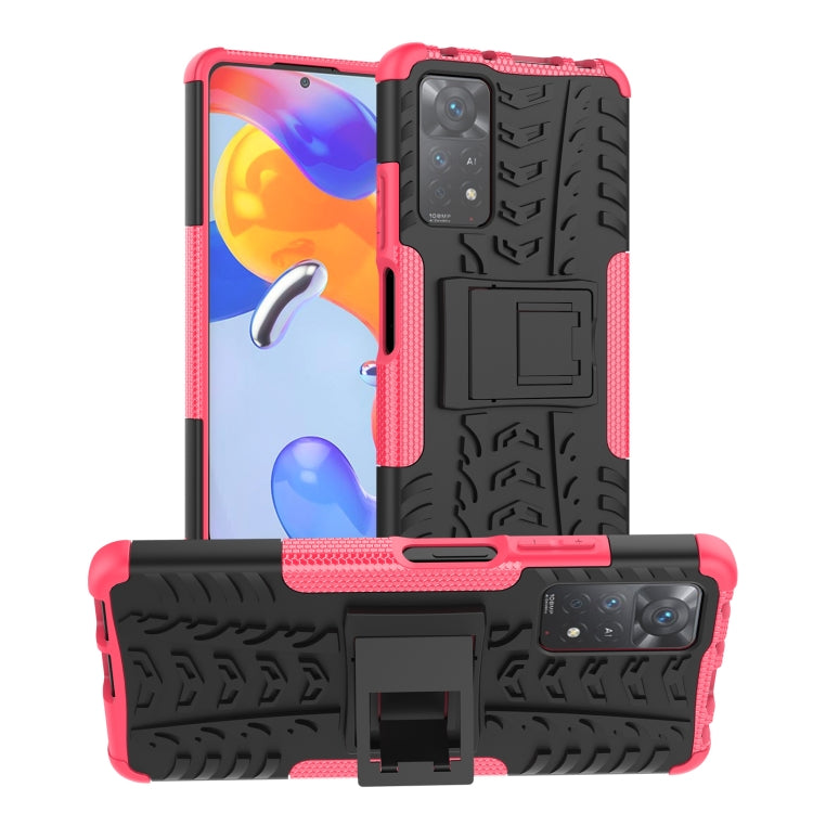 Custodia per telefono in TPU + PC antiurto con trama di pneumatici con supporto, For Xiaomi Redmi Note 11S 4G International Version, For Xiaomi Redmi Note 11 Pro 5G International Version