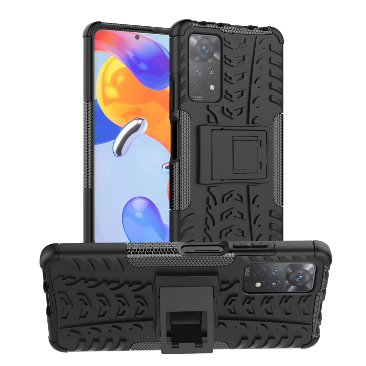 Custodia per telefono in TPU + PC antiurto con trama di pneumatici con supporto, For Xiaomi Redmi Note 11S 4G International Version, For Xiaomi Redmi Note 11 Pro 5G International Version