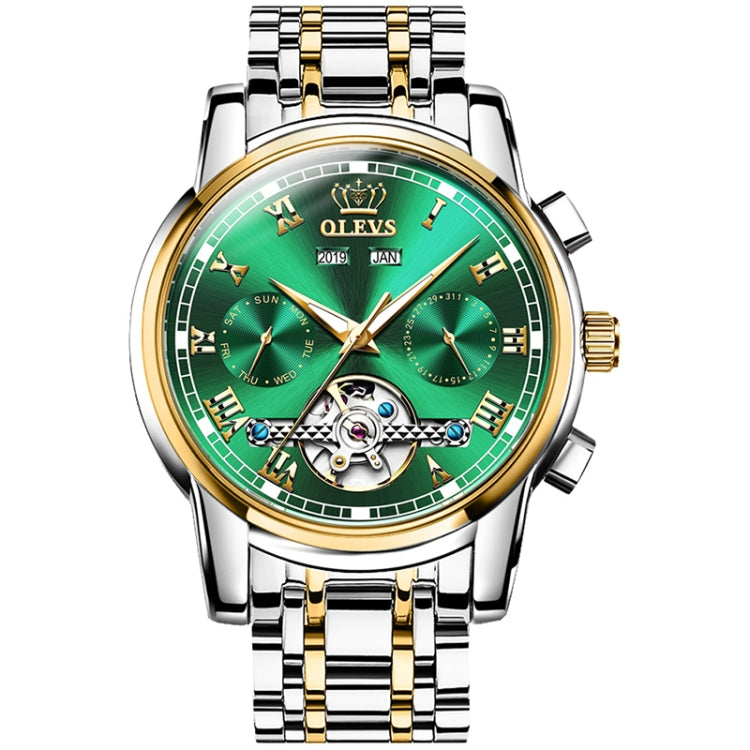 Orologio meccanico impermeabile automatico del grande volano degli uomini multifunzionali di OLEVS 6607