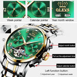 Orologio meccanico impermeabile automatico del grande volano degli uomini multifunzionali di OLEVS 6607