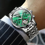 Orologio meccanico impermeabile automatico del grande volano degli uomini multifunzionali di OLEVS 6607