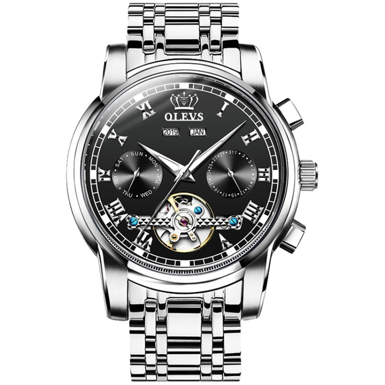Orologio meccanico impermeabile automatico del grande volano degli uomini multifunzionali di OLEVS 6607