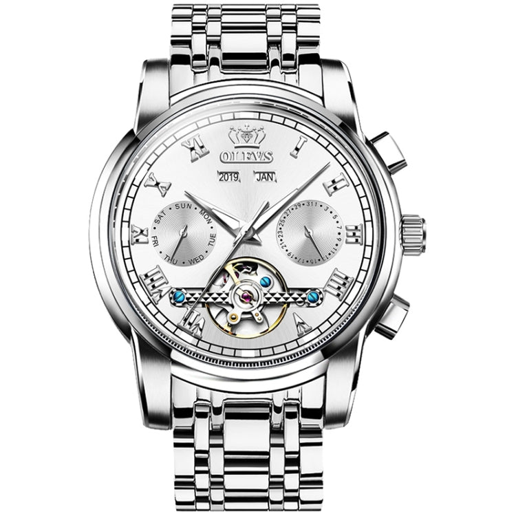 Orologio meccanico impermeabile automatico del grande volano degli uomini multifunzionali di OLEVS 6607