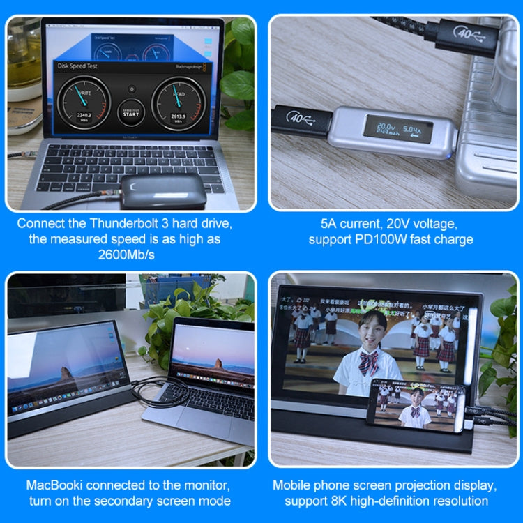Cavo USB-C Thunderbolt 4 PD 100W 0,5-2 metri