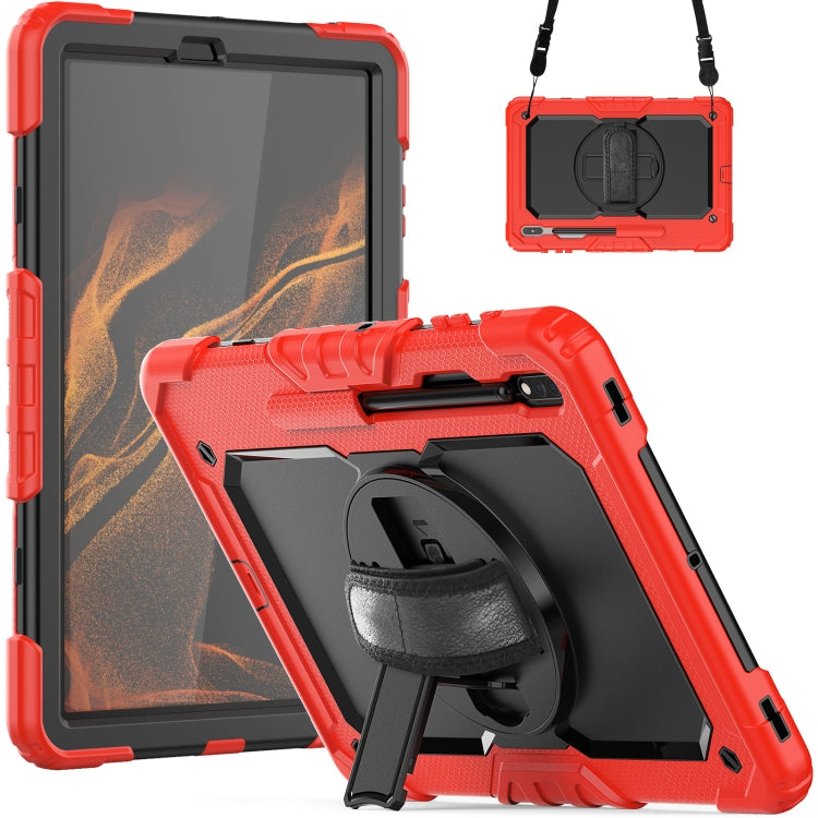 Custodia in silicone + tablet PC con tracolla, For Samsung Galaxy Tab S8 11 inch SM-X700, For Samsung Galaxy Tab S8+ 12.4 inch SM-X800