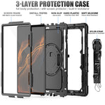 Custodia in silicone + tablet PC con tracolla, For Samsung Galaxy Tab S10 Ultra / S9 Ultra / S8 Ultra