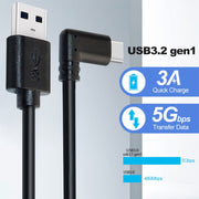 Cavo di collegamento VR a gomito da USB maschio a USB 3.2 Gen1 Type-C per Oculus Quest 1/2, 5m