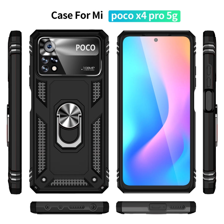Custodia per telefono antiurto in TPU + PC con supporto girevole a 360 gradi, For Xiaomi Poco X4 Pro 5G