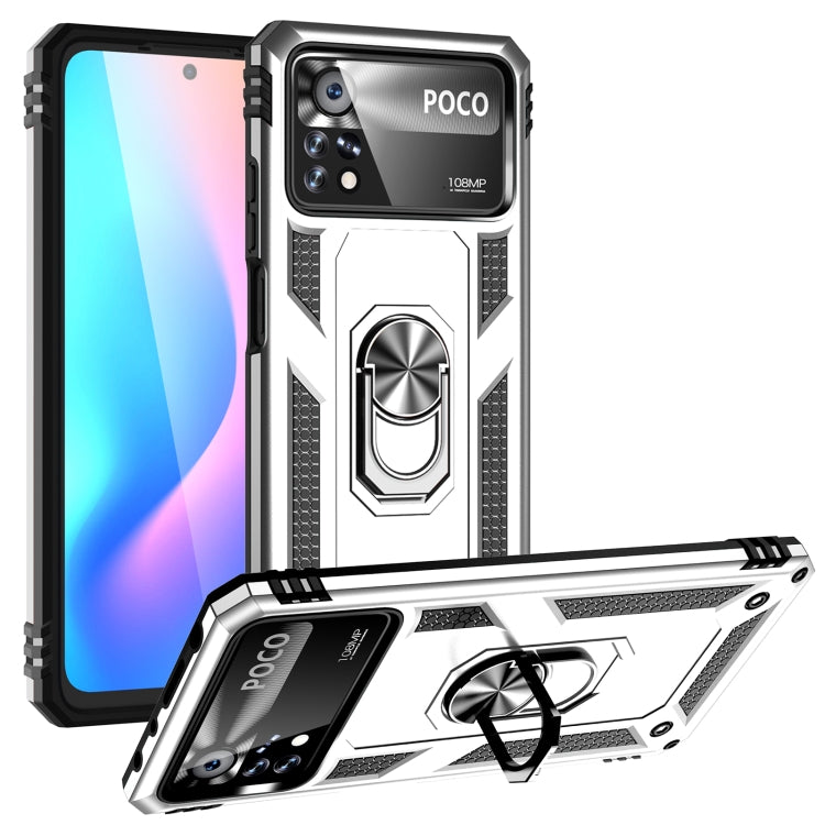 Custodia per telefono antiurto in TPU + PC con supporto girevole a 360 gradi, For Xiaomi Poco X4 Pro 5G