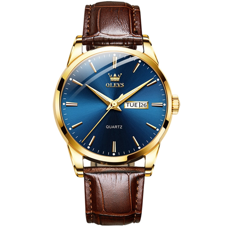 OLEVS 6898 Orologio da uomo al quarzo impermeabile con doppio calendario, Brown Black, Brown White, Brown Blue, Black Blue Leather, Black Leather