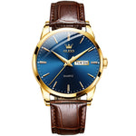 OLEVS 6898 Orologio da uomo al quarzo impermeabile con doppio calendario, Brown Black, Brown White, Brown Blue, Black Blue Leather, Black Leather