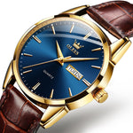 OLEVS 6898 Orologio da uomo al quarzo impermeabile con doppio calendario, Brown Black, Brown White, Brown Blue, Black Blue Leather, Black Leather