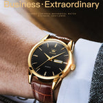 OLEVS 6898 Orologio da uomo al quarzo impermeabile con doppio calendario, Brown Black, Brown White, Brown Blue, Black Blue Leather, Black Leather