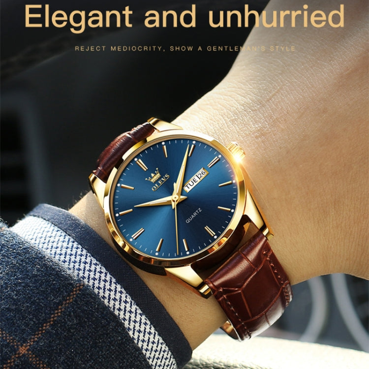 OLEVS 6898 Orologio da uomo al quarzo impermeabile con doppio calendario, Brown Black, Brown White, Brown Blue, Black Blue Leather, Black Leather