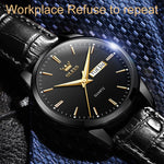 OLEVS 6898 Orologio da uomo al quarzo impermeabile con doppio calendario, Brown Black, Brown White, Brown Blue, Black Blue Leather, Black Leather