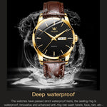 OLEVS 6898 Orologio da uomo al quarzo impermeabile con doppio calendario, Brown Black, Brown White, Brown Blue, Black Blue Leather, Black Leather