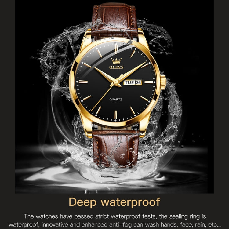 OLEVS 6898 Orologio da uomo al quarzo impermeabile con doppio calendario, Brown Black, Brown White, Brown Blue, Black Blue Leather, Black Leather