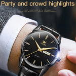 OLEVS 6898 Orologio da uomo al quarzo impermeabile con doppio calendario, Brown Black, Brown White, Brown Blue, Black Blue Leather, Black Leather