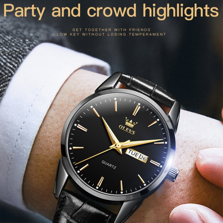OLEVS 6898 Orologio da uomo al quarzo impermeabile con doppio calendario, Brown Black, Brown White, Brown Blue, Black Blue Leather, Black Leather