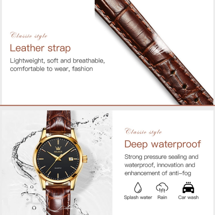 OLEVS 6898 Orologio al quarzo impermeabile con doppio calendario da donna