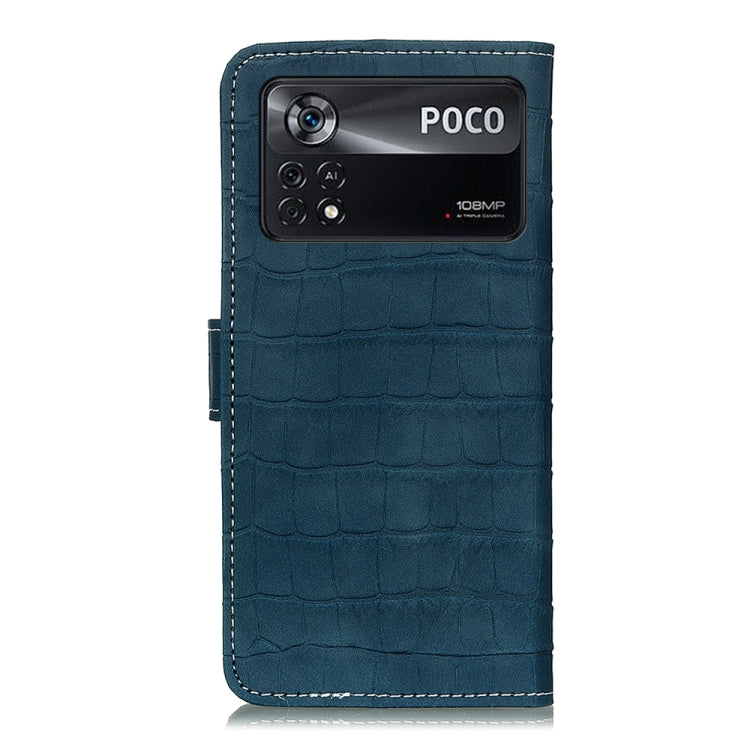 Custodia per telefono in pelle a vibrazione orizzontale con struttura in coccodrillo magnetica, For Xiaomi Poco X4 Pro 5G