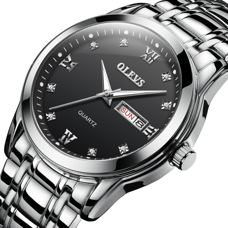 OLEVS 8691 Orologio al quarzo impermeabile con doppio calendario luminoso da uomo d'affari, OLEVS 8691 Quartz Watch (Black)