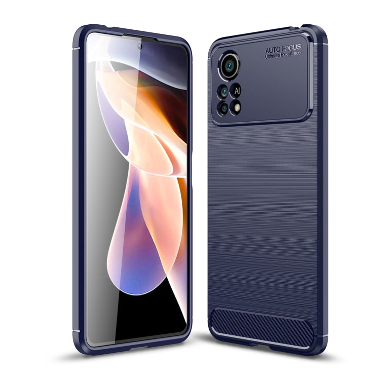 Custodia per telefono TPU in fibra di carbonio con trama spazzolata, For Xiaomi Poco X4 Pro 5G Precise Hole