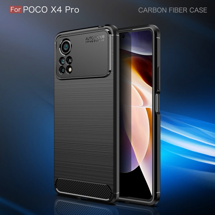 Custodia per telefono TPU in fibra di carbonio con trama spazzolata, For Xiaomi Poco X4 Pro 5G Precise Hole