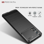 Custodia per telefono TPU in fibra di carbonio con trama spazzolata, For Xiaomi Poco X4 Pro 5G Precise Hole