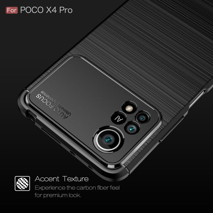 Custodia per telefono TPU in fibra di carbonio con trama spazzolata, For Xiaomi Poco X4 Pro 5G Precise Hole