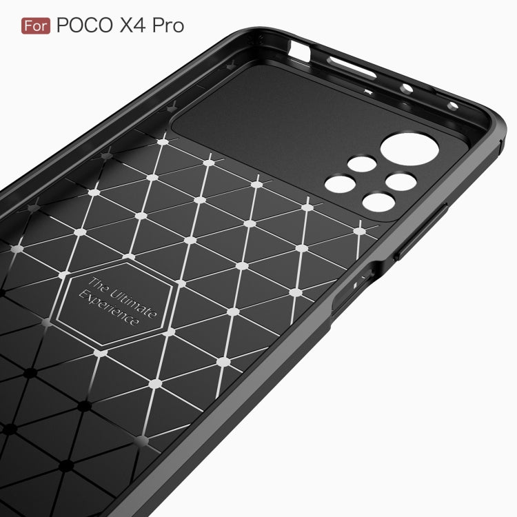 Custodia per telefono TPU in fibra di carbonio con trama spazzolata, For Xiaomi Poco X4 Pro 5G Precise Hole
