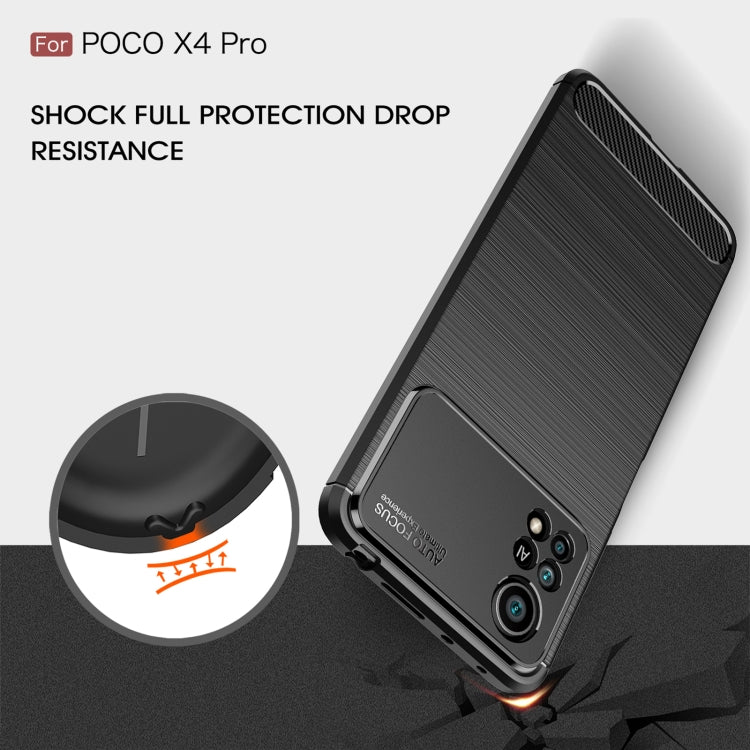 Custodia per telefono TPU in fibra di carbonio con trama spazzolata, For Xiaomi Poco X4 Pro 5G Precise Hole