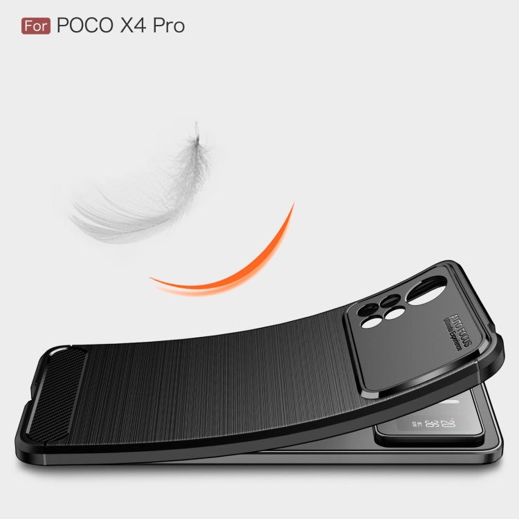 Custodia per telefono TPU in fibra di carbonio con trama spazzolata, For Xiaomi Poco X4 Pro 5G Precise Hole