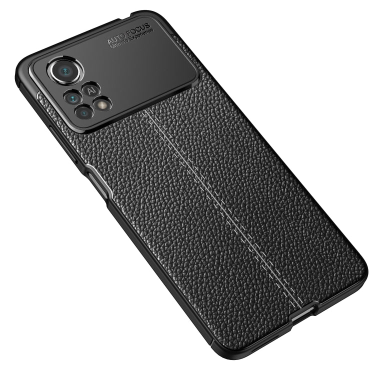 Custodia per telefono antiurto in TPU con texture Litchi, For Xiaomi Poco X4 Pro 5G Precise Hole