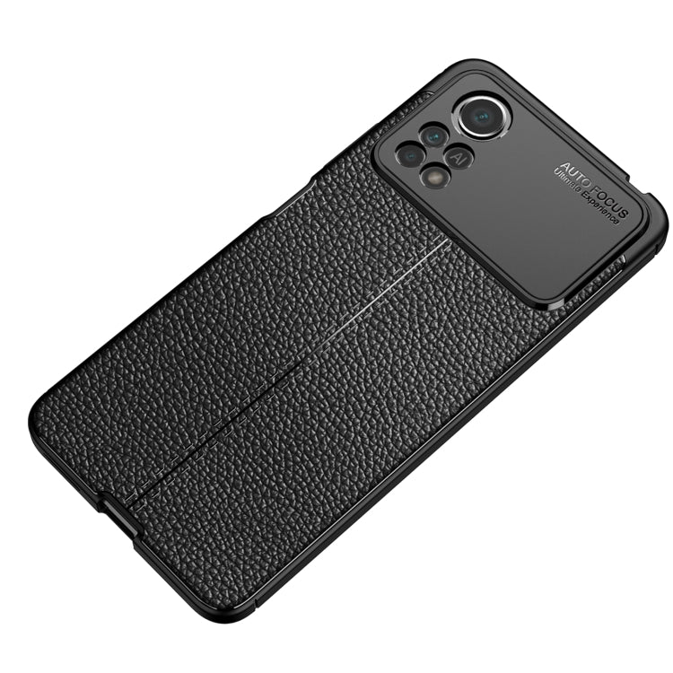 Custodia per telefono antiurto in TPU con texture Litchi, For Xiaomi Poco X4 Pro 5G Precise Hole