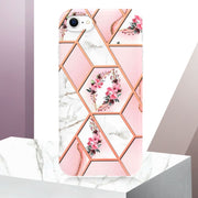 Custodia per telefono antiurto in TPU con motivo floreale in marmo con giunzione galvanica, For iPhone SE 2022 / SE 2020 / 8 / 7