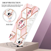 Custodia per telefono antiurto in TPU con motivo floreale in marmo con giunzione galvanica, For iPhone SE 2022 / SE 2020 / 8 / 7
