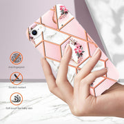 Custodia per telefono antiurto in TPU con motivo floreale in marmo con giunzione galvanica, For iPhone SE 2022 / SE 2020 / 8 / 7
