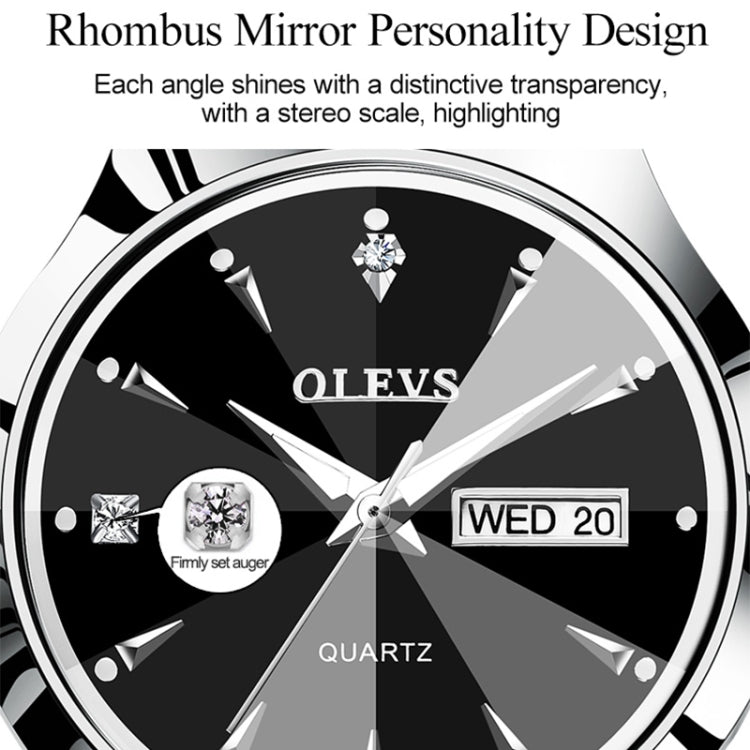 OLEVS 8697 Orologio al quarzo luminoso impermeabile moda coppia, OLEVS 8697 (Black)