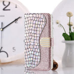 Custodia per telefono in pelle di coccodrillo abbinata a polvere glitterata laser, For Xiaomi Redmi Note 11 Pro International, For Xiaomi Redmi Note 11 International