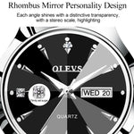 OLEVS 8697 Orologio al quarzo luminoso impermeabile moda coppia, OLEVS 8697 (Black + Rose Gold)