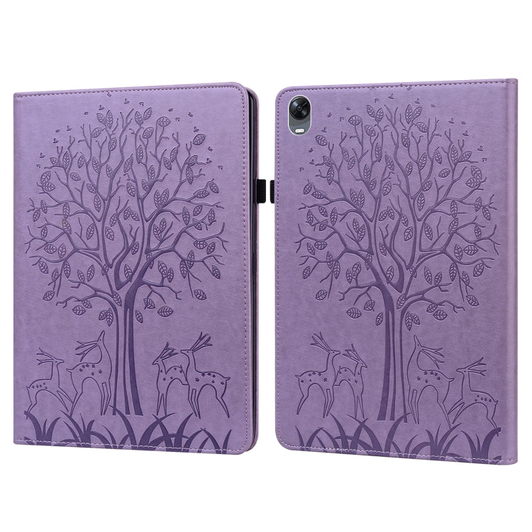 Custodia per tablet in pelle con stampa pressata motivo albero e cervo, For OPPO Pad 11 inch, For OPPO Realme Pad 10.4 inch, For Huawei MatePad T 10s 10.1 inch / T 10 9.7 inch, For Lenovo Legion Y700