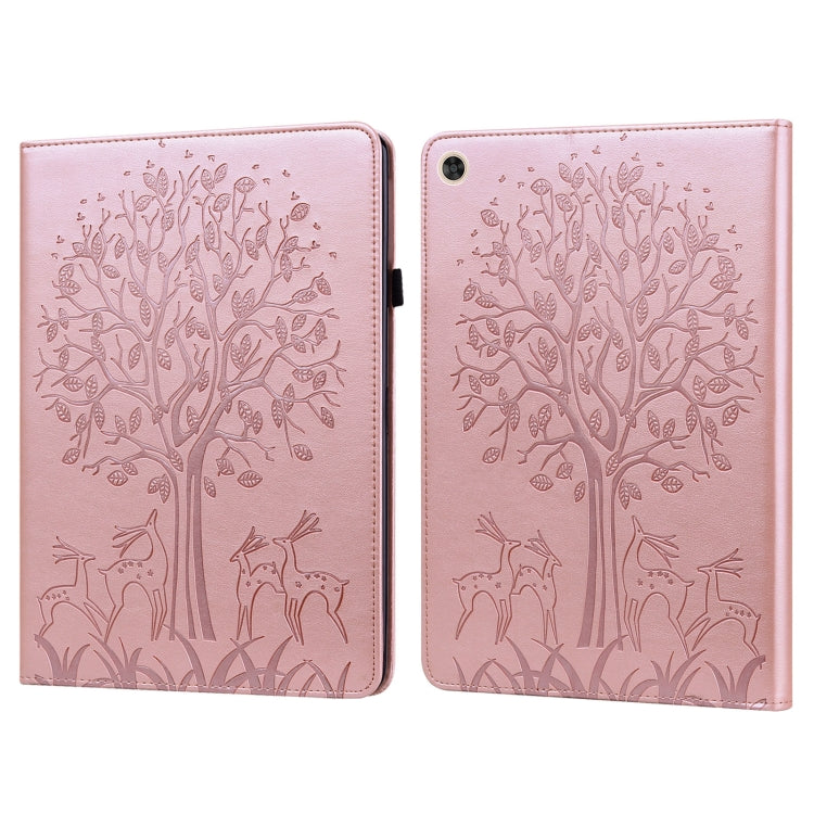 Custodia per tablet in pelle con stampa pressata motivo albero e cervo, For OPPO Pad 11 inch, For OPPO Realme Pad 10.4 inch, For Huawei MatePad T 10s 10.1 inch / T 10 9.7 inch, For Lenovo Legion Y700