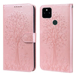 Custodia per telefono in pelle a vibrazione orizzontale con stampa pressata con motivo ad albero e cervo, For Google Pixel 5a 5G, For Google Pixel 6, For Google Pixel 6 Pro