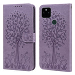 Custodia per telefono in pelle a vibrazione orizzontale con stampa pressata con motivo ad albero e cervo, For Google Pixel 5a 5G, For Google Pixel 6, For Google Pixel 6 Pro