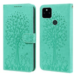 Custodia per telefono in pelle a vibrazione orizzontale con stampa pressata con motivo ad albero e cervo, For Google Pixel 5a 5G, For Google Pixel 6, For Google Pixel 6 Pro