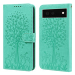 Custodia per telefono in pelle a vibrazione orizzontale con stampa pressata con motivo ad albero e cervo, For Google Pixel 5a 5G, For Google Pixel 6, For Google Pixel 6 Pro