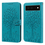 Custodia per telefono in pelle a vibrazione orizzontale con stampa pressata con motivo ad albero e cervo, For Google Pixel 5a 5G, For Google Pixel 6, For Google Pixel 6 Pro