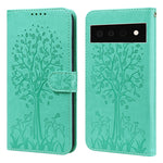 Custodia per telefono in pelle a vibrazione orizzontale con stampa pressata con motivo ad albero e cervo, For Google Pixel 5a 5G, For Google Pixel 6, For Google Pixel 6 Pro